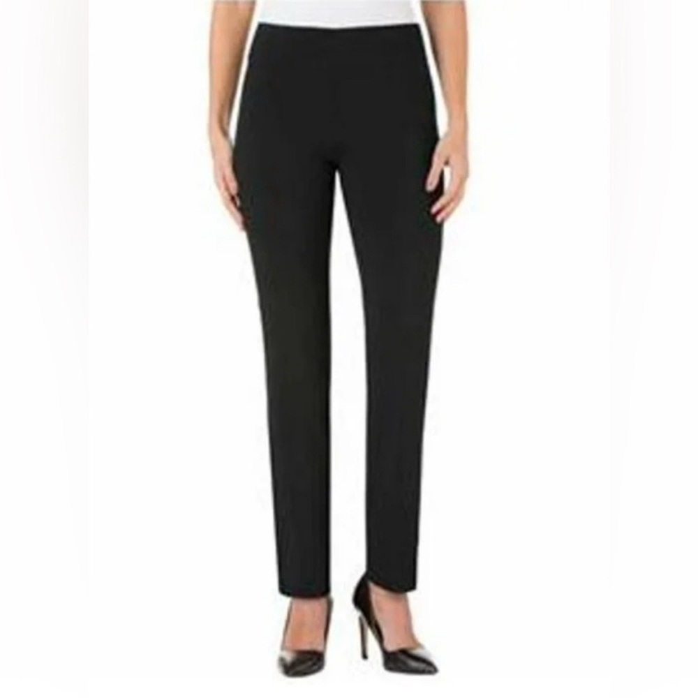 French Twist Black Straight Leg Dress Pants Size L Stretch Work Office Pants